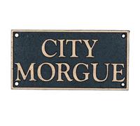 AB Tools City Morgue Cast Iron Sign Plaque Door Wall House Gate Mortuary Funeral Home