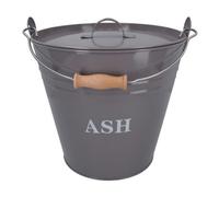 AB Tools Coal Bucket & Lid Grey Metal Ash Tidy Bin Coal Carrier Fire Log Burner Kindling
