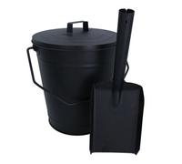AB Tools Coal Bucket With Lid & 5" Shovel Metal Ash Tidy Bin Coal Carrier Fire Log Burner