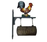 AB Tools Cockerel Rooster Chicken Welcome Cast Iron Sign Door Wall Fence Gate House