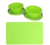 AB Tools Collapsible Silicon Portable Dual Pet Dog Bowl & Travel Mat Travel Accessory