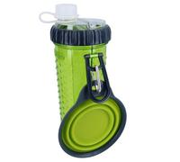 AB Tools Dexas Green 360Ml Portable Snack-Duo Chambered Hydration Bottle & Cup For Dogs