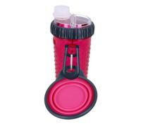 AB Tools Dexas Pink 360Ml Portable Snack-Duo Chambered Hydration Bottle & Cup For Dogs