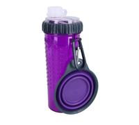 AB Tools Dexas Purple 360Ml Portable Snack-Duo Chambered Hydration Bottle & Cup For Dogs