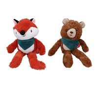 AB TOOLS Dog Bandana Buddy Fox & Bear Bundle Plush Play Toys Dog Present