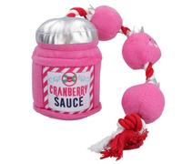 AB Tools Dog Christmas Cranberry Sauce Rope Plush Toy Squeaky Rope Play Xmas Gift