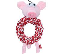 AB Tools Dog Christmas Gift Knottie Ring Pig In Blanket Plush Rope Squeaky Play Toy