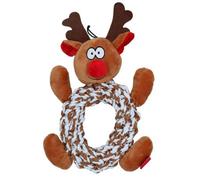 AB Tools Dog Christmas Gift Knottie Ring Reindeer Squeaky Plush Rope Play Toy Present