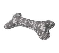 AB Tools Dog Plush Play Squeaky Grey Patterned Bone Toy 14x23cm