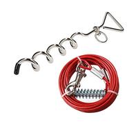 AB Tools Dog Yard Stake Out Spike & 20ft Weather Resistant Strong Tie Out Cable