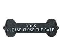 AB Tools Dogs Please Close The Gate Bone Sign Cast Iron Sign Plaque Door Wall Gate Post