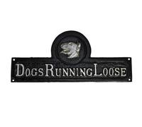 AB Tools Dogs Running Loose Cast Iron Sign Plaque Wall Fence Gate Post House Dog