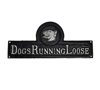 AB Tools Dogs Running Loose Cast Iron Sign Plaque Wall Fence Gate Post House Dog