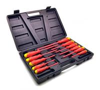 AB Tools Electricians Insulated Electrical Screwdriver Soft Grip 11Pc Set With Case Sil01