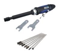 AB Tools Extended Air Die Grinder 1/4In Collet 25000 Rpm 5In Shaft + 7 Long Rotary Burrs