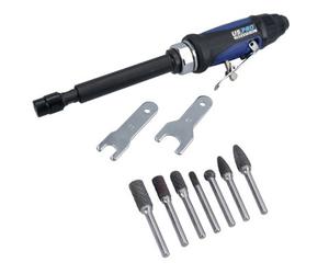 AB Tools Extended Air Die Grinder 1/4In Collet 25000 Rpm 5In Shaft + 7 Short Rotary Burrs