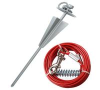 AB Tools Extra Strong Dog Stake Out Spike & 10Ft Weather Resistant Tie-Out Cable
