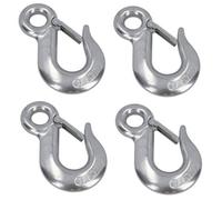 AB Tools Eye Slip Hook With Safety Latch 316 Stainless Steel For 1/4In Chain Lifting Marine 4Pc