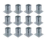AB Tools Fence Post Bolt Down Shoe Holder Support Clamp Galvanised 75 X 75mm 12Pk