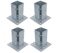 AB Tools Fence Post Bolt Down Shoe Holder Support Clamp Galvanised 75 X 75mm 4Pk