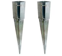 AB Tools Fence Post Holder Support Drive In Spike Galvanised 100 X 100 X 750mm 2Pk
