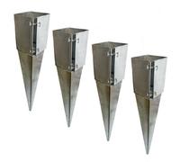 AB Tools Fence Post Holder Support Drive In Spike Galvanised 100 X 100 X 750mm 4Pk