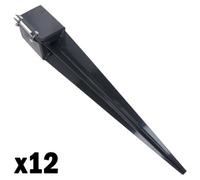 AB Tools Fence Post Holder Support Drive In Spike Grey 100mm X 100mm X 750mm 12Pk
