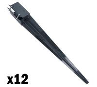 AB Tools Fence Post Holder Support Drive In Spike Grey 75mm X 75mm X 750mm 12Pk