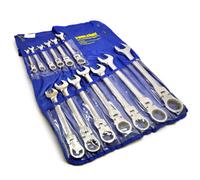 AB Tools Flexi Head Large Ratchet Ring Spanner Wrench Set 13Pc (8mm - 32mm) Metric