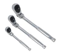 AB Tools Flexible Headed Ratchet Socket Driver Set Reversible 1/4In 3/8In 1/2In Drive 3Pc