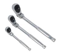 AB Tools Flexible Headed Ratchet Socket Driver Set Reversible 1/4in 3/8in 1/2in Drive 3pc