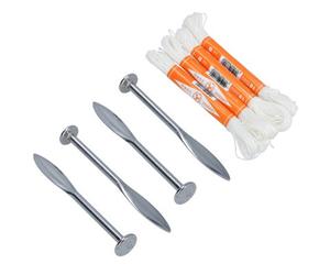 AB Tools Four Footprint Line Pins & Four Braided Nylon Chalk Line Size B 18M