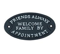 AB Tools Friends Always Welcome Family By Appointment Cast Iron Sign Plaque Door Wall