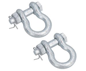 AB Tools Galvanised Bow Shackle 2 Pack Safety Pin 7/16In (11mm) 1.5T To Us Fed Spec