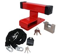 AB Tools Garage Door Lock Defender Motor Bike Car Stop With Padlock + Chain
