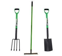 AB Tools Garden Border Fork Spade Rake Soil Gardeners Carbon Steel Pvc Handles Strong