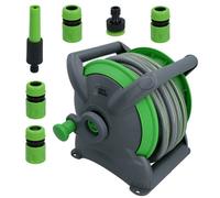 AB Tools Garden Compact Wall Hose Reel With 15 Metres Of Hose + 5 Nozzles / Fittings