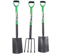 AB Tools Garden Fork, Digging Spade And Border Spade Carbon Steel Blades 3Pc Gardening