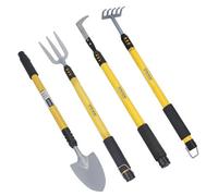 AB Tools Garden Tool Kit Spade Shovel Fork Rake Weeder Telescopic Extendable Handles