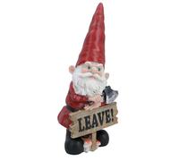 AB Tools Gnome with Leave Sign Figurine Statue House Decor Ornament Garden Yard