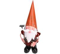 AB Tools Gnome With Rake Garden Sculpture Ornament Statue Metal Decoration Home Lawn