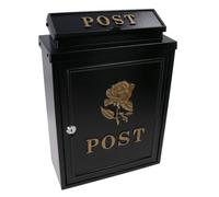 AB Tools Gold Rose Letter Post Mail Box Metal Black Wall Door Gate House Lockable