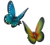 AB Tools Green & Blue Wall Mount Butterflies Resin Shed Sculpture Statue House Garden