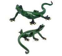 AB Tools Green Gecko Lizard Resin Wall Shed Sculpture Statue Ornament House Full Set