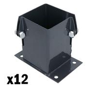AB Tools Grey Flush Fit Fence Post Bolt Down Shoe Holder Support 100mm X 100mm 12Pk