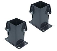 AB Tools Grey Flush Fit Fence Post Bolt Down Shoe Holder Support 75mm X 75mm 2Pk