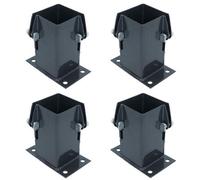 AB Tools Grey Flush Fit Fence Post Bolt Down Shoe Holder Support 75mm X 75mm 4Pk
