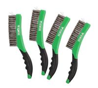 AB Tools Hand Held Wire Brush With Stainless Steel Bristles + Soft Grip Handle 4Pk