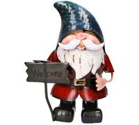 AB Tools Hand Painted Metal Garden Home Gnome With Welcome Sign Ornament