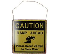 AB Tools Hanging Ramp Ahead Reach 70Mph Metal Plaque Prepunched Holes 35X35Cm